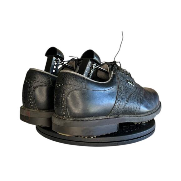 Mens FootJoy Turfmasters Solid Black Leather Golf Shoes Size 10 Spikeless - Picture 4 of 6